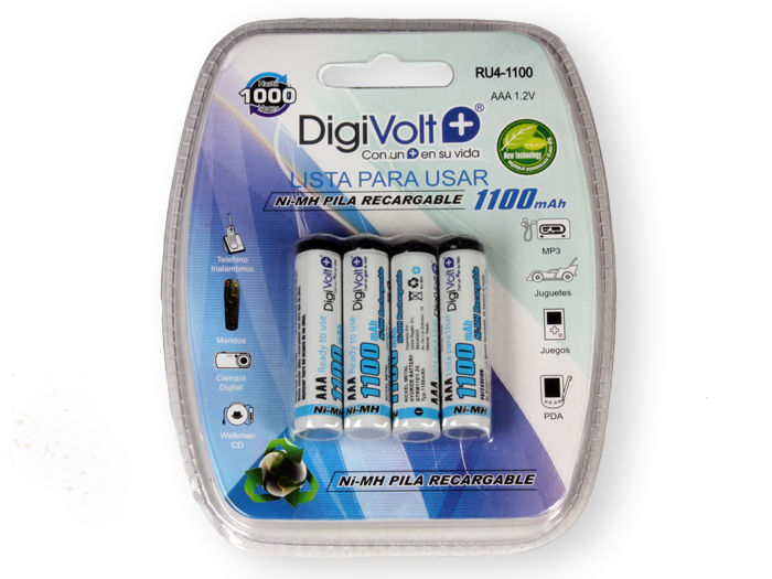 Bateria NiMH 1,2 V - 1100 mAh AAA - Blister 4 Unidades