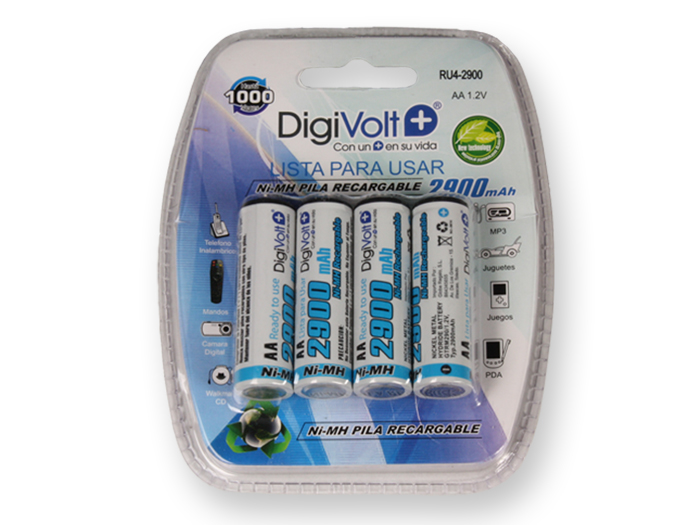 1.2 V - 2900 mAh NiMH AA Battery - 4 Unit Blister Pack