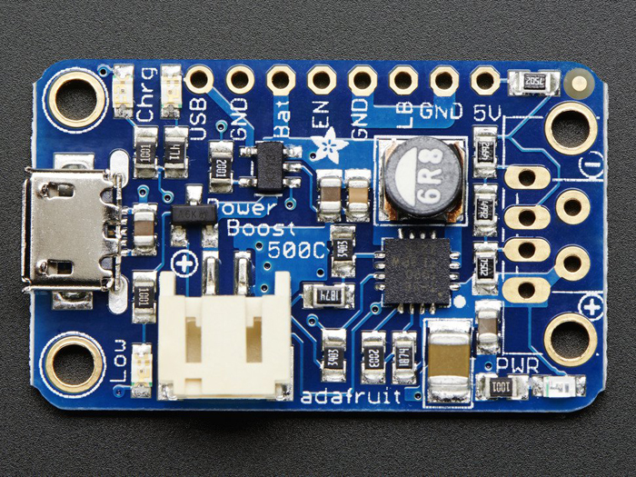 Adafruit Powerboost 500 Basic - Charger for 3.7 V Polymer Lithium Batteries - 5 V USB - 1944