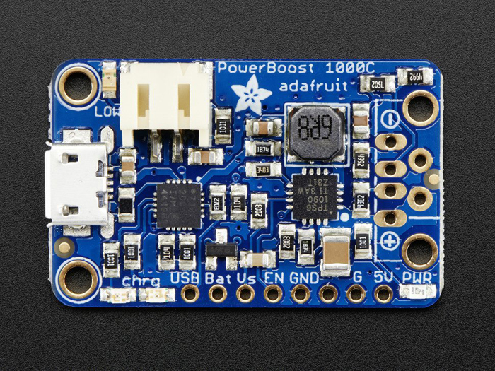 Adafruit Powerboost 1000 Basic - Charger for 3.7 V Polymer Lithium Batteries - 5 V USB - 2465