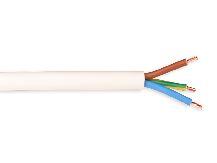 Round White Electrical Cable 3 x 1.0 mm, 500 V
