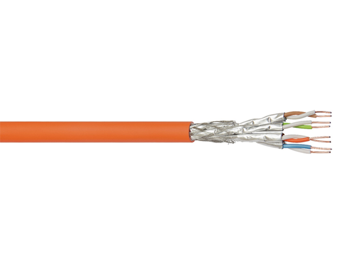 Lazsa CAT7 S/FTP AWG23 FRLSZH B2ca - Câble LAN 4 paires torsadées sans halogène - orange - 3207