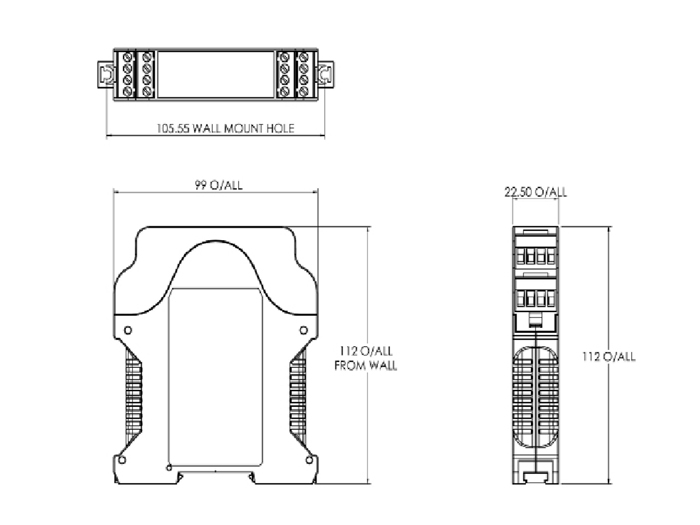 Boîtier sur Rail DIN DIN 16 Connexions - com Blocos Terminais 112 x 99 x 22,5 mm - CVB-PLUS1