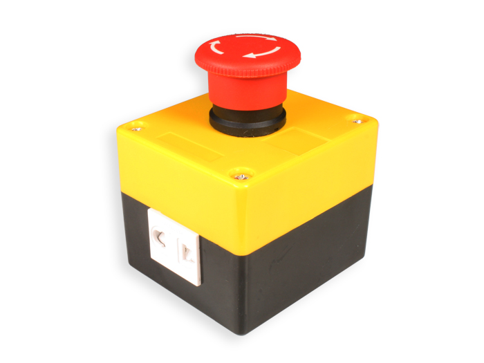 SWITCHTRONIX - Caixa Control Manobra Botão de Paragem de Emergência - 1NF (Liberado ao Girar) - com Tomada