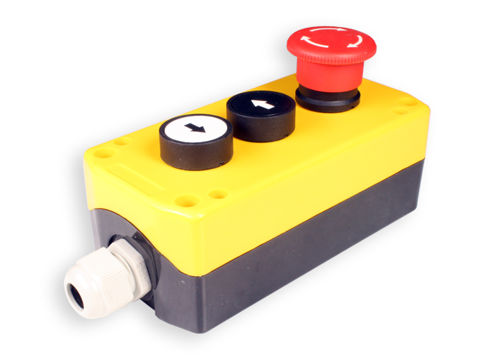 2 emergency Mushroom Push Button Control Box - with Glands