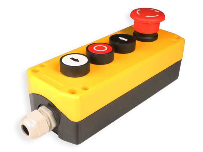 SWITCHTRONIX - Caixa Control Manobra Botão de Paragem de Emergência, 3 Botões de Pressão, Prensa-Cabos