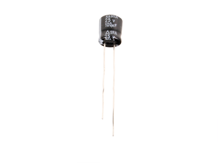 Samyoung SRA - Condensador Electrolítico Radial 100 µF - 25 V - 85°C - SUBMINIATURA