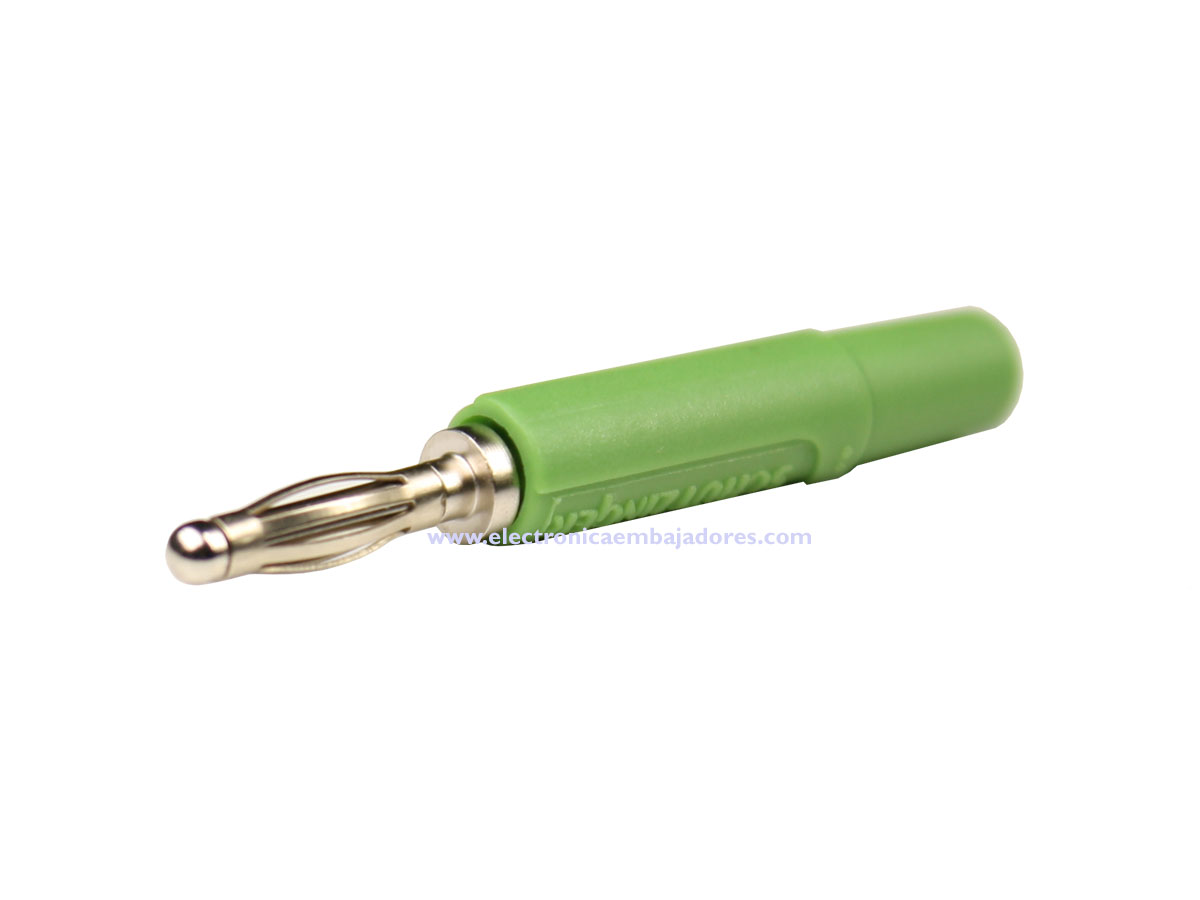 SCHÜTZINGER - 2 mm - Banana Male Plug - Green - FK 02 L NI/GN