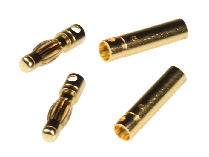 Pair of unInsulated 4 mm Banana Plugs - 2 Male, 2 Female - HD-1003 4,0MM