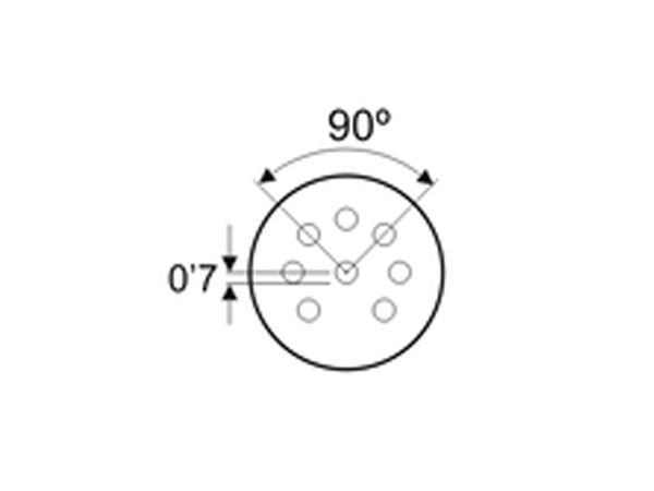 Ficha DIN 41326 Fêmea Aérea 8 Pinos 90°
