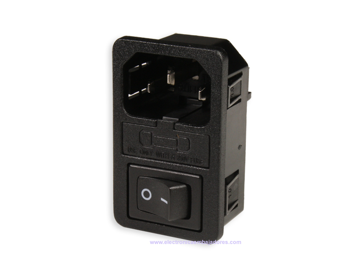 Conector IEC 60320 C14 Chasis Macho con Portafusible e Interruptor