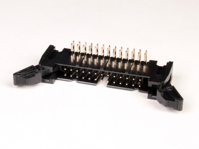 Connecteur Mâle Coudé Câble Nappe PBC - Pas 2,54 mm - 2 Rangées 26 Contacts - Extracteur Court