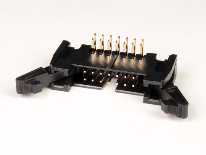 Connecteur Mâle Coudé Câble Nappe PBC - Pas 2,54 mm - 2 Rangées 14 Contacts - Extracteur Longue