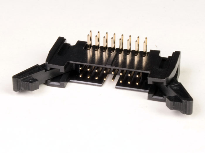 Connecteur Mâle Coudé Câble Nappe PBC - Pas 2,54 mm - 2 Rangées 16 Contacts - Extracteur Longue