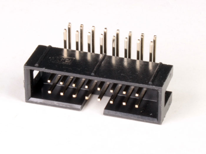 2.54 mm Right Angle PCB Mount Male Flat Ribbon Cable Connector Low Profile - 16 Pins