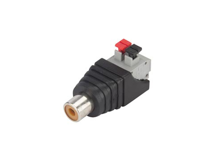 Plastic Straight Cable-Mount RCA Female Connector with spring Terminal - CV048