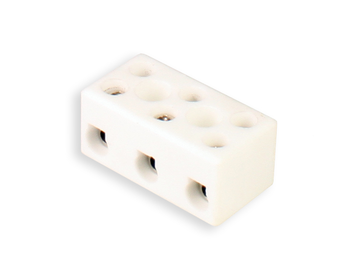Barrette de Connexion Céramique - 3 Pôles - 2,5 mm - Blanc