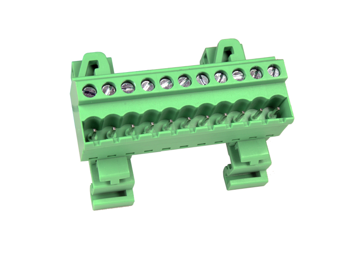 Camdenboss - 5.08mm Pitch 11 Contacts , Carril DIN Pluggable Male Closed Mount Terminal Block, 20A, Green - CTBPD96VJ-11