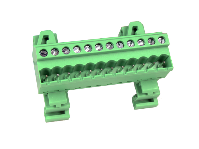 Camdenboss - Bloc de Jonction Montage Carril DIN Enfichable Mâle Fermé , 12 Contacts, 5.08mm, 20A, Vert - CTBPD96VJ-12