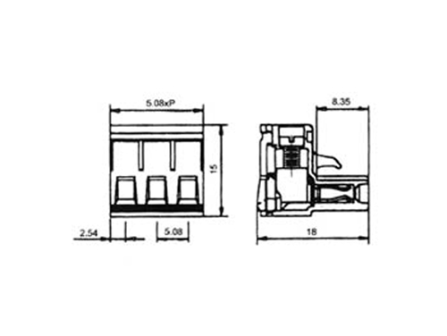 Xinya - 5.08mm Pitch 9 Contacts, 90º Female Pluggable Terminal Block, Cable Mount, 12A, Green - XY2500F-B(5.08)-9P