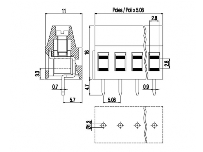 Euroclamp - Bloque de Terminales Recto para PCB, 2 Vías, 5.08mm, 16A, Verde - MV252-5,08-V