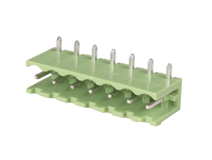 Xinya - Bloco Terminais Plugável Macho 90º Aberto para PCB, 7 Vias, 5.08mm, 12A, Verde - XY2500R-C(5.08)-7PIN