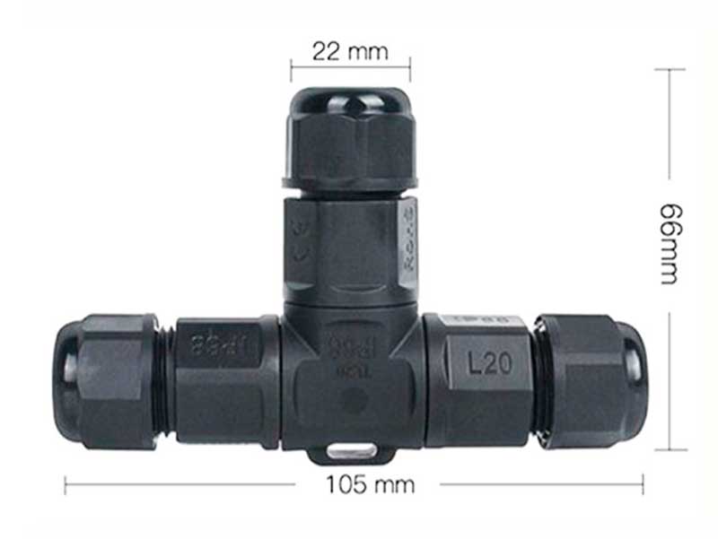 Ficha Estanque Junção derivação T IP68 - 3 Pinos
