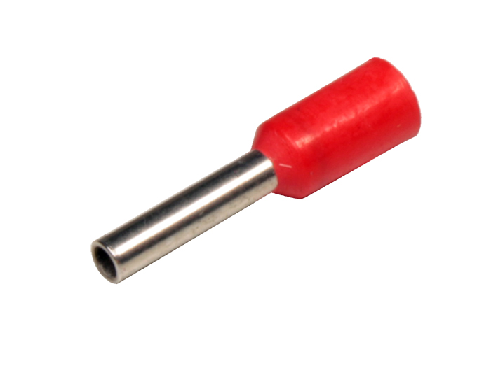 Insulated Cord End Terminal Red 1.0 mm² l=8 mm - 100 Units