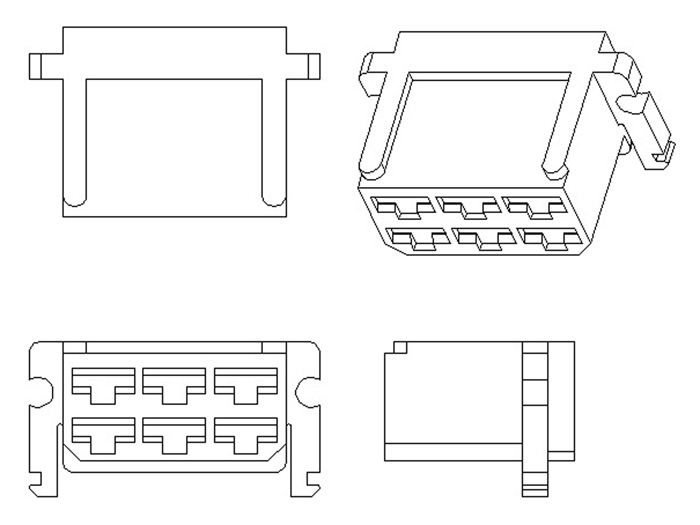 Bloc de Protection Faston Mâle 6 Voies
