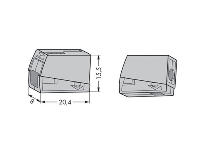 Wago 24-101 - Connecteur Junction pour Luminaires - Pousser le Fil à la Bride de Cage - WAGO 224-101 - 1283484