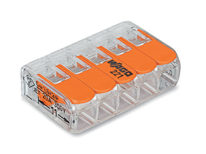 Wago 221-415 - Borne de Connexion - 5 Junctions Jusqu'à 4.0 mm² - 92214150