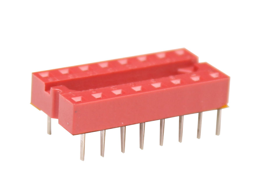 DIL Socket Integrated Circuit - 16 Pins - Narrow - Flat Pin