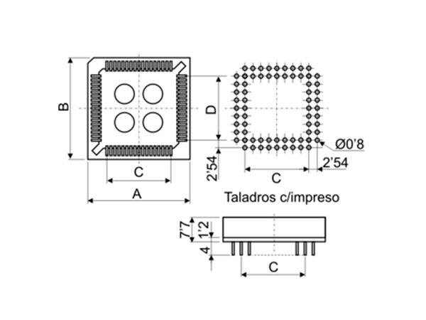 Support de Circuit intégré PLCC 84 Pòles - 18.700/84