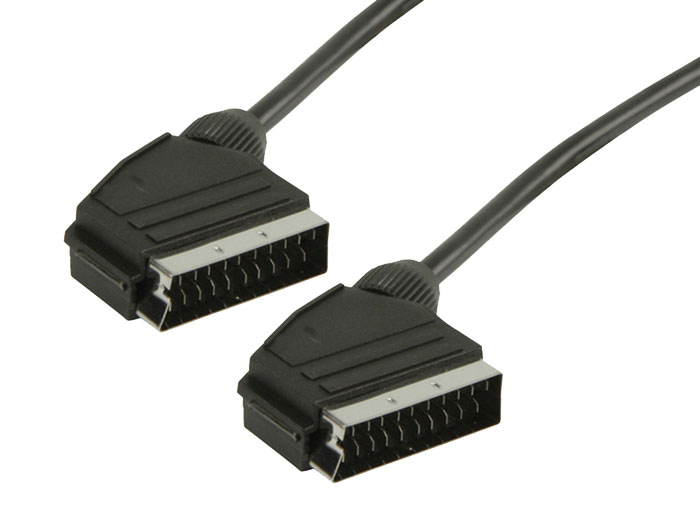 CABLEPELADO Cable Euroconector Macho a Macho | Cable SCART | Cable de 21  Pines Macho | Cable Scart Euroconector | Diámetro 7 mm | Negro | 5 Metros