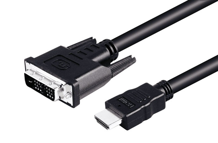DVI-D (18+1) to HDMI cable with ferrites - 1 m