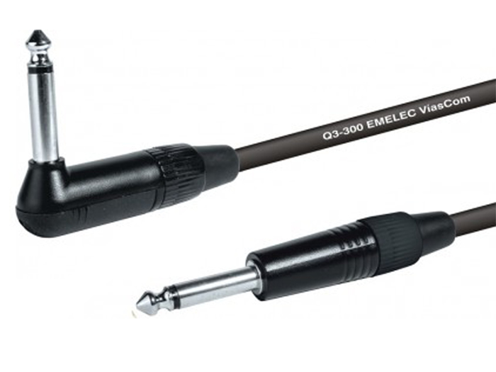 Conexión Jack 6,3 Mono Macho - Jack 6,3 Mono Macho Acodado 3 m