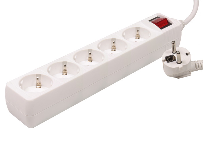 5 Socket MultiPlug Adapter with Earthing Contact Switch 1.5 m Cable