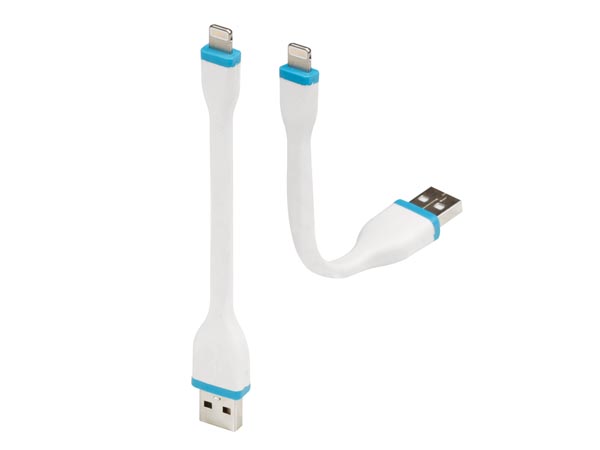 Câble Lightning vers USB-A 2.0 Mâle Tournant - Charge et synchronisation - Blanc - 12 cm