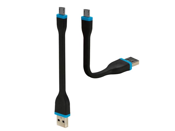 Câble micro-USB vers USB-A 2.0 Mâle Tournant - Charge et synchronisation - Noir- 12 cm
