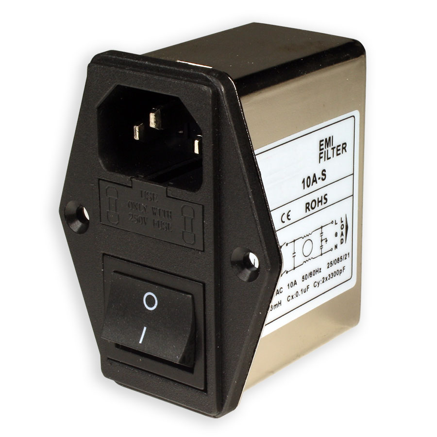 Filtre EMI/RFI com Base IEC60320 C14 com Fusible et Interrupteur