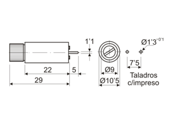 Printed Circuit Board Mount Fuse Holder - 5 x 20 mm - Vertical