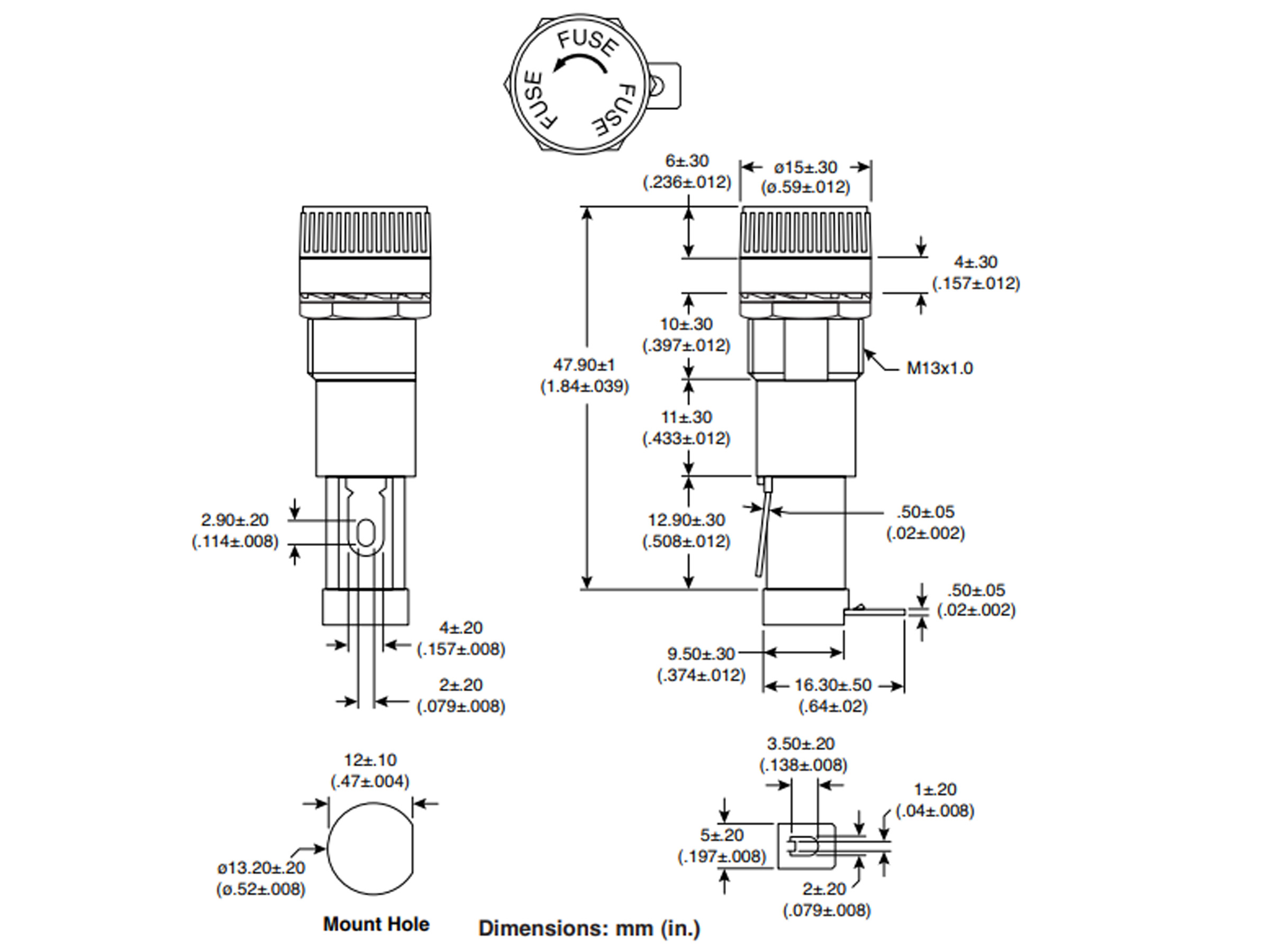 Portafusibles Chasis Rosca 6,3 x 32 mm