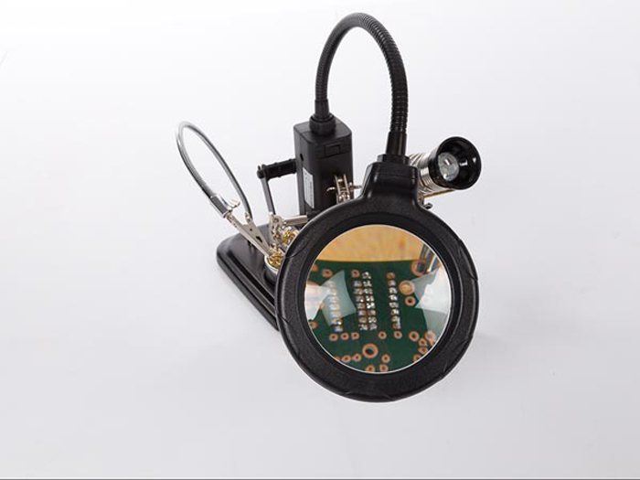 Soporte con Pinzas y Lupa - Tercera Mano con Lámpara Lupa y Accesorios de Soldadura