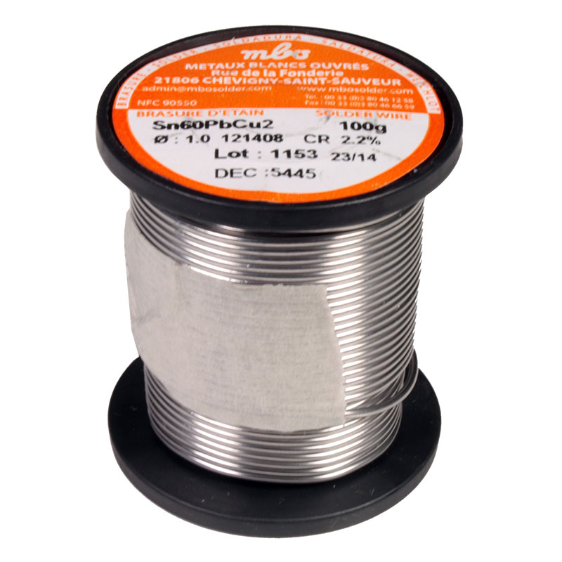 mbo - Estaño para soldar 60%Sn 38%Pb 2%Cu, 1 mm 100 g - 121408