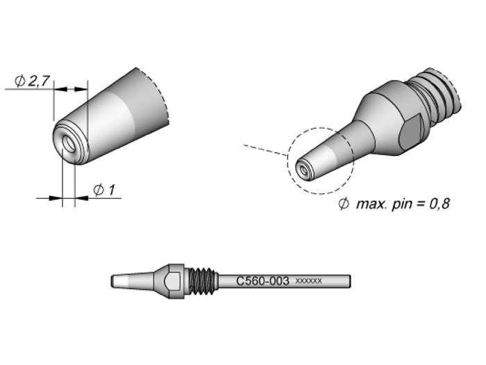 JBC C560003 - Cartridge - Desoldering Tip DR Ø1