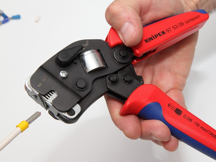 Knipex 97 53 08 SB - Tenaza Crimpadora Frontal de Punteras Huecas