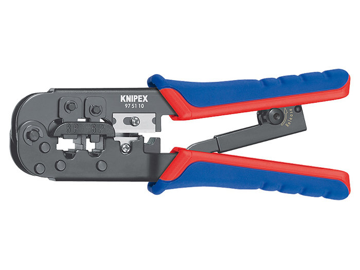 Knipex 97 51 10 SB - Crimping Pliers for 6P6C, 8P8C Modular Connectors