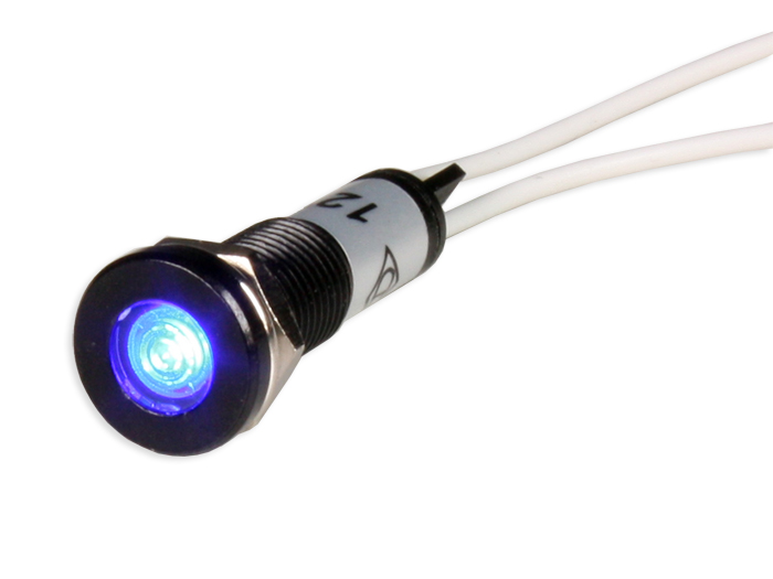 SWITCHTRONIX - Indicador LED 8 mm 12 V Azul - Corpo Preto