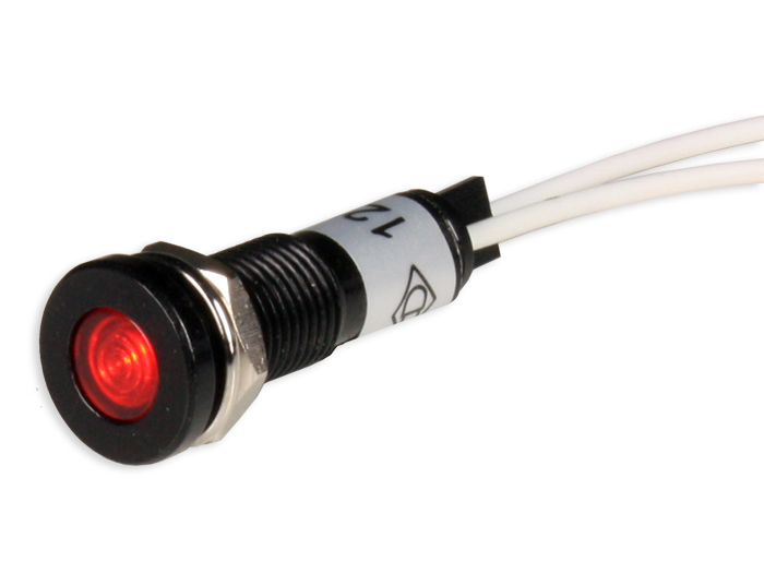 SWITCHTRONIX - Indicador LED 8 mm 6 V Vermelho - Corpo Preto