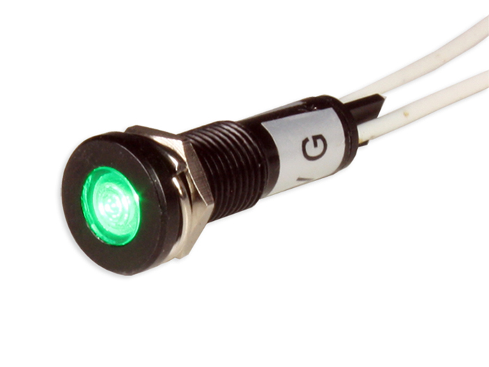 SWITCHTRONIX - Indicador LED 8 mm 6 V Verde - Corpo Preto